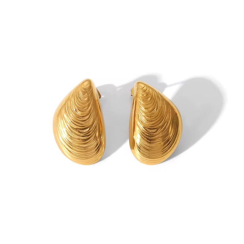 Mussel shell stud earrings | gold statement earrings