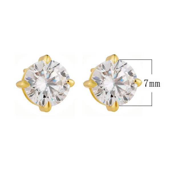 14k gold or Rhodium over sterling silver studs | CZ Zircon Stone in a claw setting