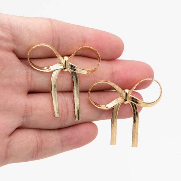 new bow stud earrings | brass plated