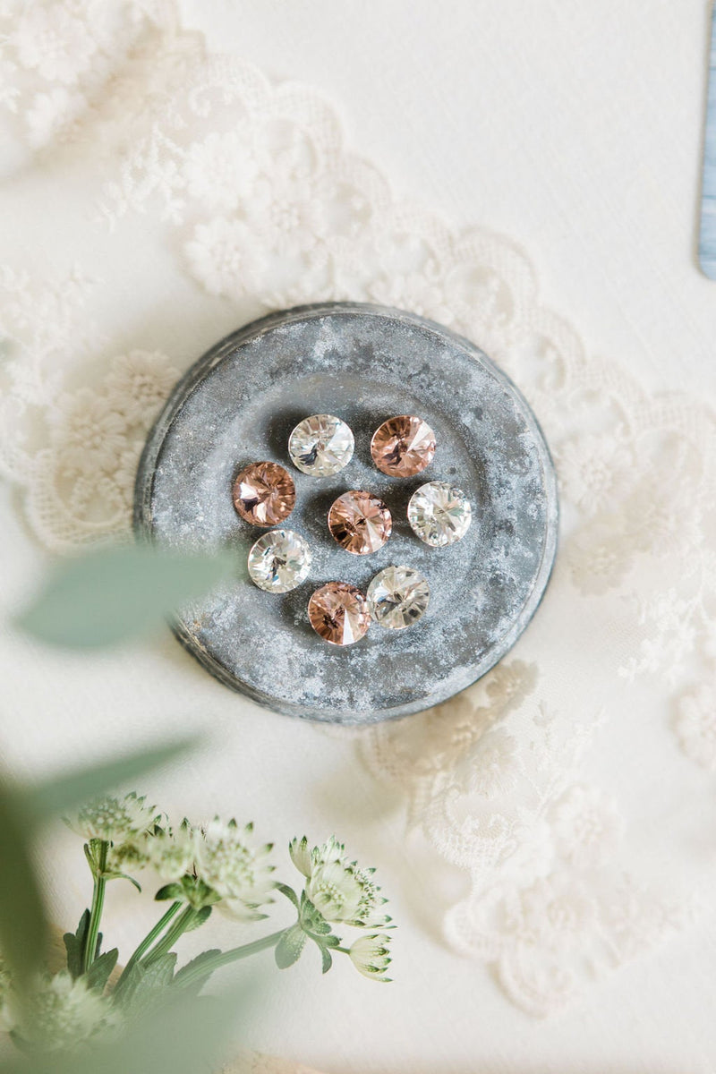 rose gold lever back crystal earrings | diamond or vintage rose | sterling silver (925) | 10mm or 14mm