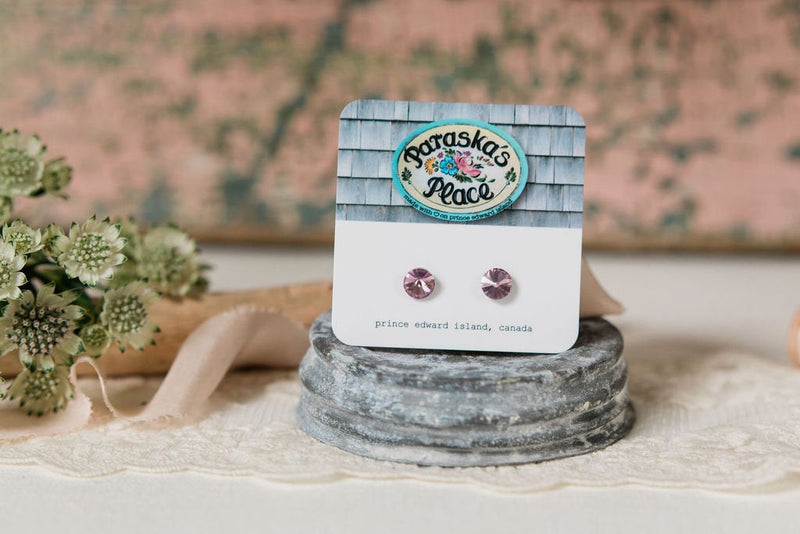 mini crystal earrings | antique pink | stainless steel | 8mm